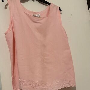 Elegant Pink Sleeveless Blouse with Floral Detail